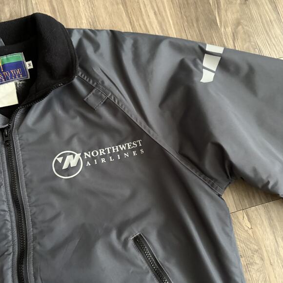 Northwest Airlines Jacket Men's Size M Gray Reflective Ground Crew Mechanics - Picture 3 of 6